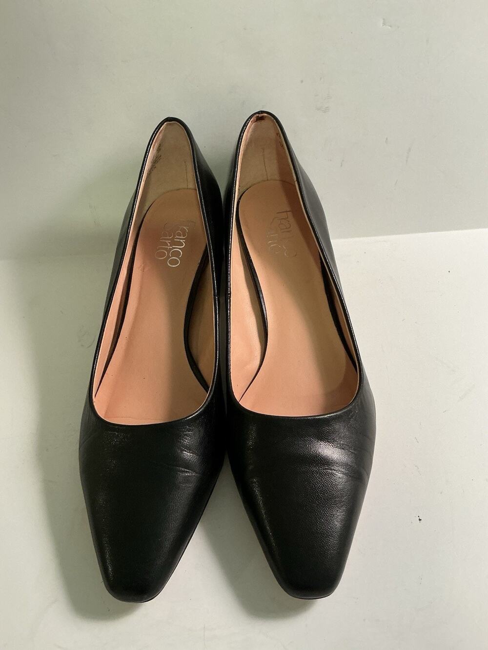 Franco Sarto Jesslyn Pump Black Leather Block Heels Size Women’s US 8.5M